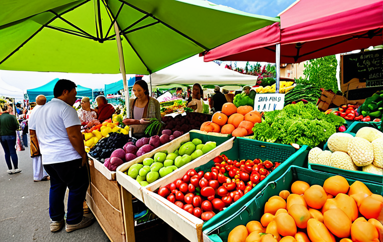 **Image Prompt for Health and Nutrition**: "A vibrant farmer's market showcasing a variety of organic fruits and vegetables. The scene should highlight fresh produce, with people enjoying healthy meals, and a focus on colorful organic foods that symbolize health and nutrition, under a sunny sky."