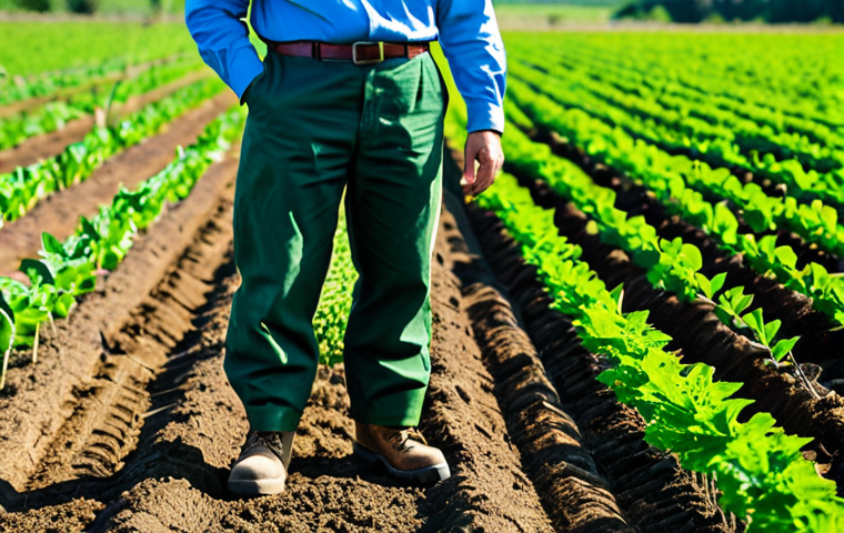 **Prompt:** A professional organic agriculture manager, an adult individual, standing confidently in a lush, vibrant organic farm field. The manager is wearing practical, modest farming attire, including a long-sleeved shirt, durable trousers, and work boots. They are observing healthy, diverse crops, with hands gently touching a plant, indicating engagement and care. The background features rows of green, flourishing plants under a clear sky, with visible signs of healthy soil and natural biodiversity like bees. This scene embodies sustainable agriculture and responsible stewardship. Perfect anatomy, correct proportions, natural pose, well-formed hands, proper finger count, natural body proportions. Fully clothed, appropriate attire, modest clothing, professional dress, safe for work, appropriate content, family-friendly.