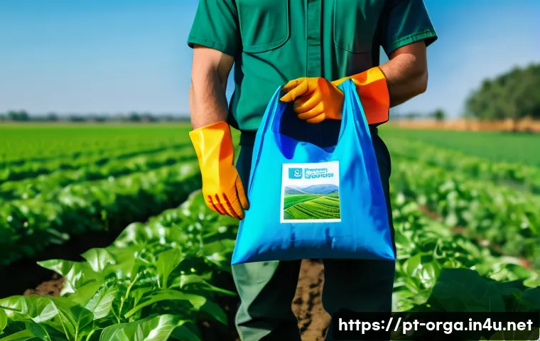 유기농업관리사 시험 합격 축하 이벤트 - A professional agricultural technician wearing practical workwear and protective gloves, standing in...