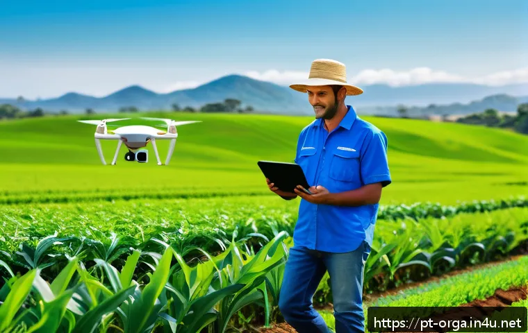 유기농업관리사와 글로벌 유기농업 동향 - A vibrant rural Brazilian farm scene showcasing sustainable agriculture technology in use: a farmer ...