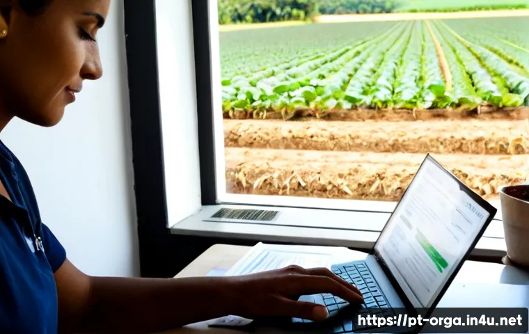 유기농업관리사 자격시험 면제 조건 - Photorealistic Brazilian organic farm professional reviewing certification eligibility documents bes...